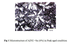 Fig 8 Microstructure of AZ92 +Sn (6%) in Peak aged condition