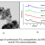 Figure1.(a) TEM image of synthesized TiO2 nanoparticles; (b) XRD  patterns of PMMA and its TiO2 nanocomposites.