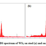 Fig.6. EDS spectrum of WS2 on steel (a) and on Si (b)