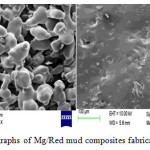 Fig. 4 (a-b). SEM micrographs of Mg/Red mud composites fabricated by powder metallurgy