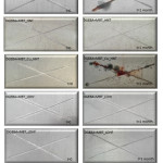 Fig. 8Pictures of the scratched steel substrates coated with the various epoxy resins after 0 days (left) and 30 days (right) of contact with the corrosive NaCl solution. (a) DGEBA+D230, (b) DGEBA+D230+MBT_HNT, (c) DGEBA+D230+MBT_Cu_HNT (d) DGEBA+D230+MBT_LDHr and (e) DGEBA+D230+MBT_LDHf.