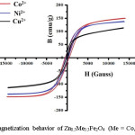 Figure 5 Magnetization behavior of Zn0.5Me0.5Fe2O4 (Me = Co, Ni and Cu)