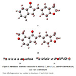 Figure 3: Optimized molecular structures of DBDI (17), DBTI (18), side view of DBDI (19), side view of DBTI (20)