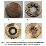 Figure 1: Aspect of W-Cu electrical contact parts: (a) cylindrical shape semi-finished  part