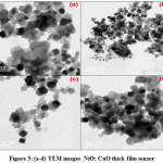 Figure 3: (a-d) TEM images  NiO: CuO thick film sensor